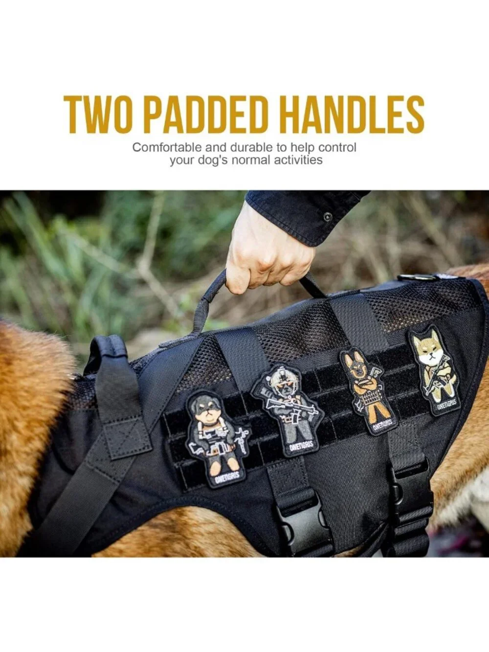 Breathable No-Pull Tactical Dog Harness for Medium Dogs - Military Molle Vest